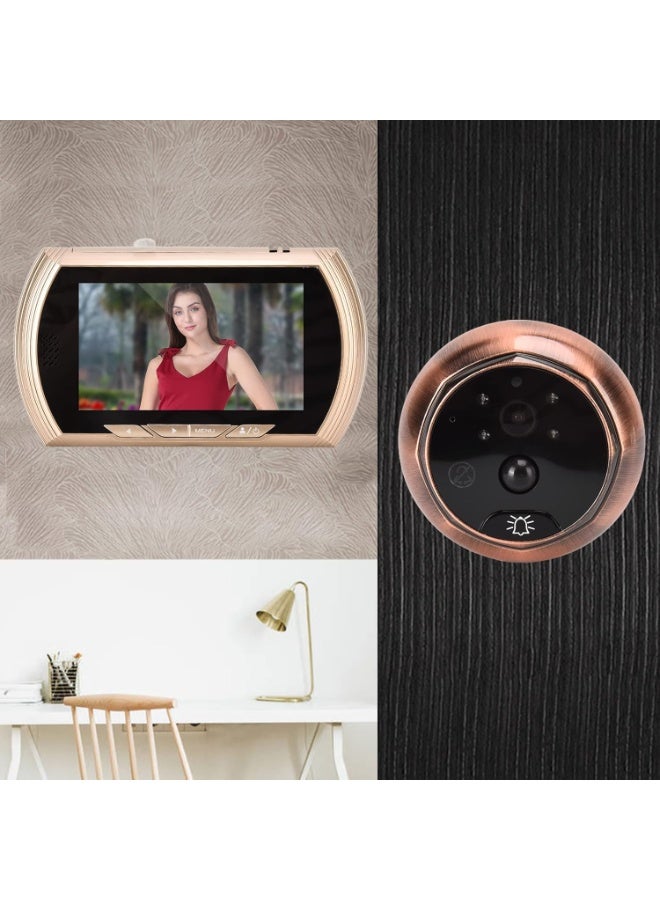 Digital Peephole Camera – 4.5-Inch LCD Screen, Video Doorbell, Wide 170° Angle, PIR Motion Detection, Night Vision, Home Security System (Gold) - Image 1