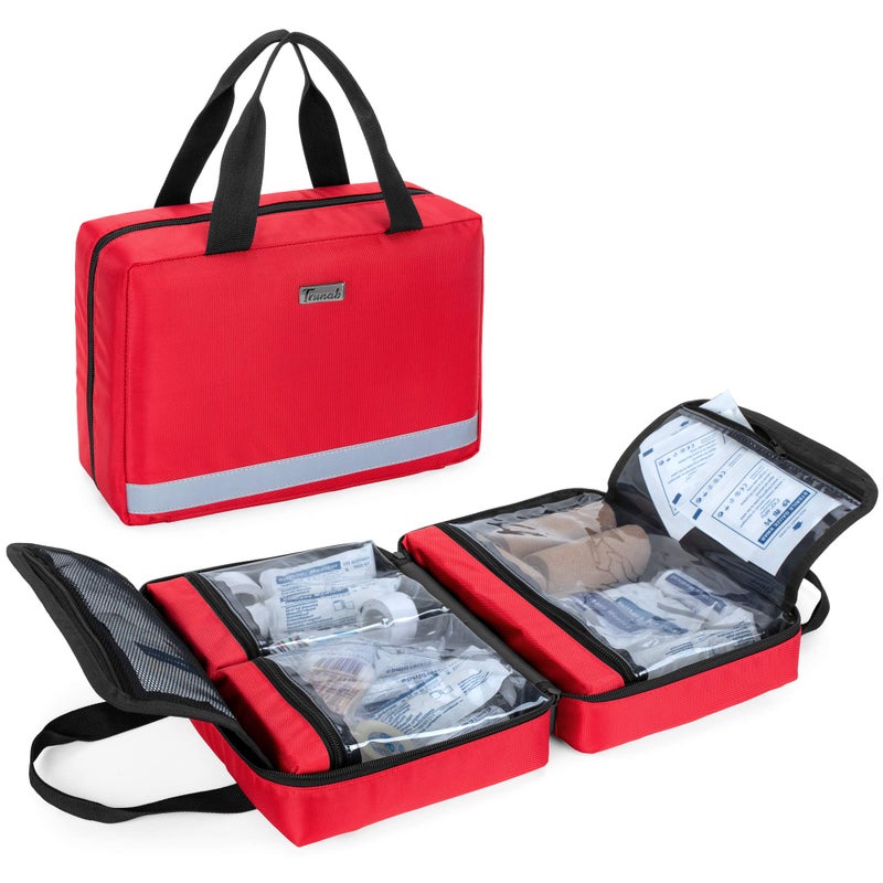 Trunab Small First Aid Kit Bag Empty Portable Emergency Kits Trauma Bag, Ideal for Car, Home, Camping and Hiking, Red Bag Only - Image 1
