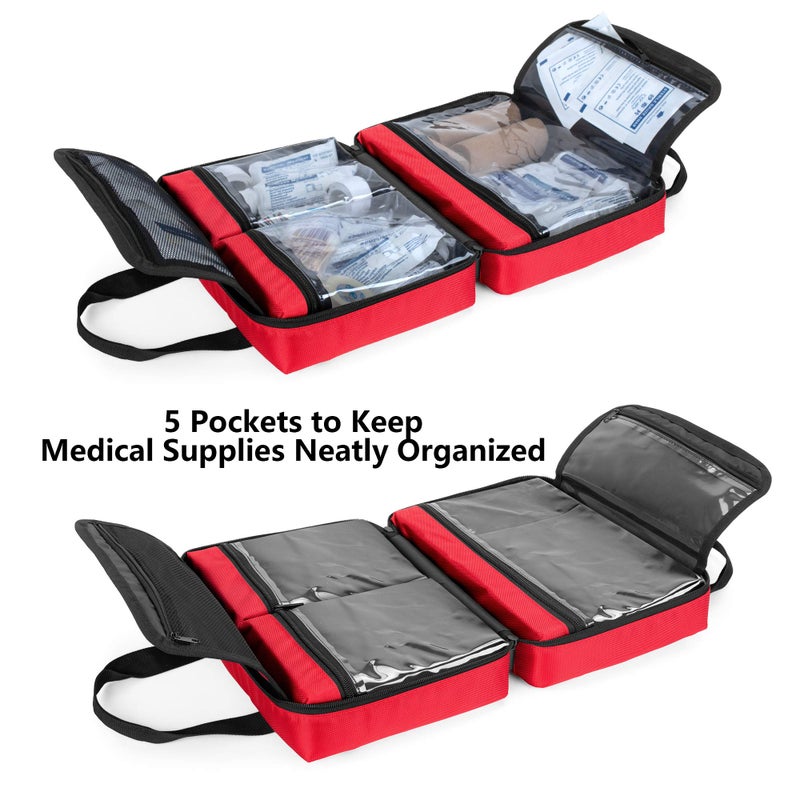 Trunab Small First Aid Kit Bag Empty Portable Emergency Kits Trauma Bag, Ideal for Car, Home, Camping and Hiking, Red Bag Only - Image 2