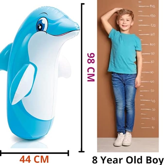 KIDZYMON Bop Bag Hit me Toys for Child Age 4+ Years Hit me Toys Dolphin Shape Large Size I Pack of 1 Dolphin Toy - Image 3