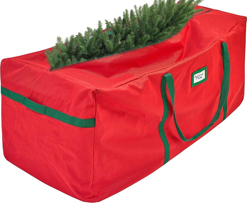 HOLDN STORAGE Christmas Tree Bag Heavy Duty 600D Oxford  Christmas Tree Bags Storage Fits Up To 9Ft Extra Wide Waterproof Storage Bags with Reinforced Handles  Zipper  Red