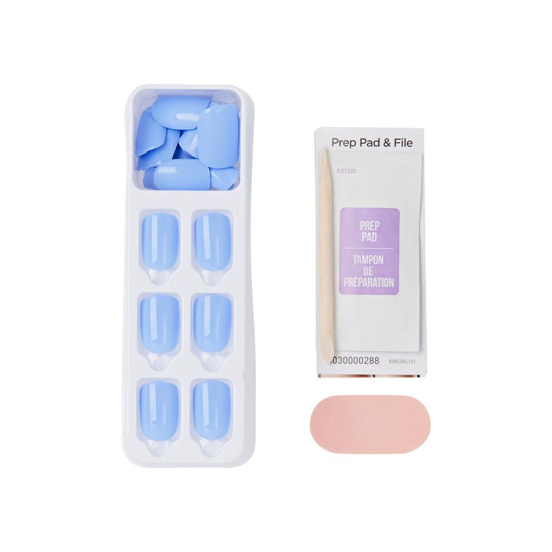 Impress KISS imPRESS No Glue Mani Press On Nails, Color, 'Baby why so Blue', Blue, Short Size, Squoval Shape, Includes 30 Nails, Prep Pad, Instructions Sheet, 1 Manicure Stick, 1 Mini File - Image 3