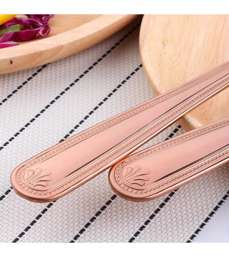 Golden Stainless Steel Salad Spoon Fork Set 2pcs Buffet Serving Kitchen Utensils - Image 4
