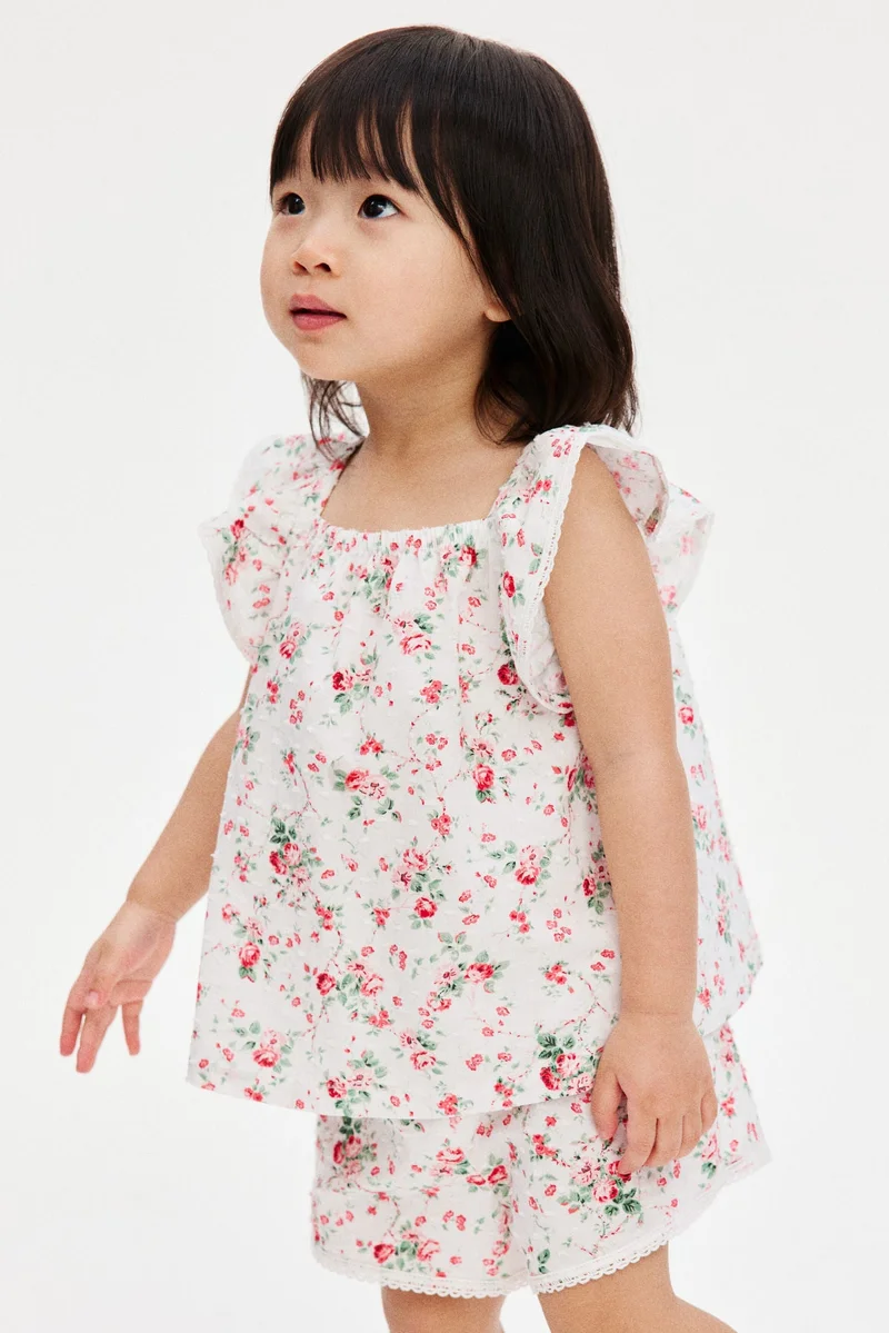 H&M 2-piece floral-print plumeti set