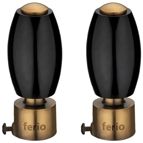 FERIO Black & Antique Curtain Knobs for 1 Inch Curtain Rod | Curtain Holders (Parda Holders) | Curtain Brackets for Window & Door Curtain | Curtain Finials Set of 2 (Aluminium Crystal, Pack of 2) - Image 1