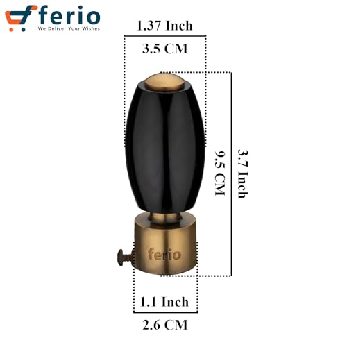 FERIO Black & Antique Curtain Knobs for 1 Inch Curtain Rod | Curtain Holders (Parda Holders) | Curtain Brackets for Window & Door Curtain | Curtain Finials Set of 2 (Aluminium Crystal, Pack of 2) - Image 2