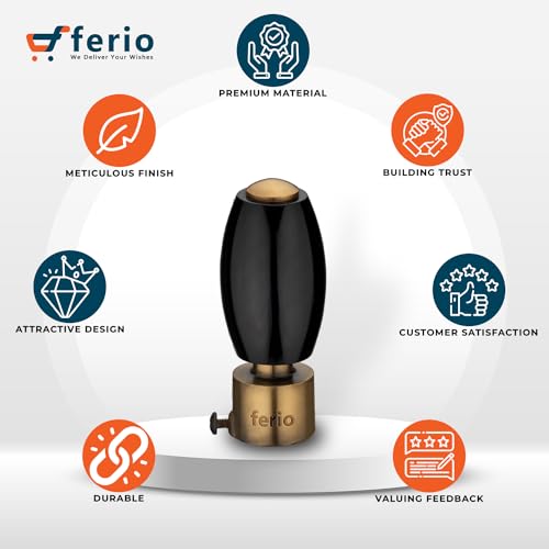 FERIO Black & Antique Curtain Knobs for 1 Inch Curtain Rod | Curtain Holders (Parda Holders) | Curtain Brackets for Window & Door Curtain | Curtain Finials Set of 2 (Aluminium Crystal, Pack of 2) - Image 5