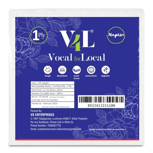 V4L Biodegradable Paper Napkins Tissue Paper Pack of 900 (30cm x 30cm) - Image 1