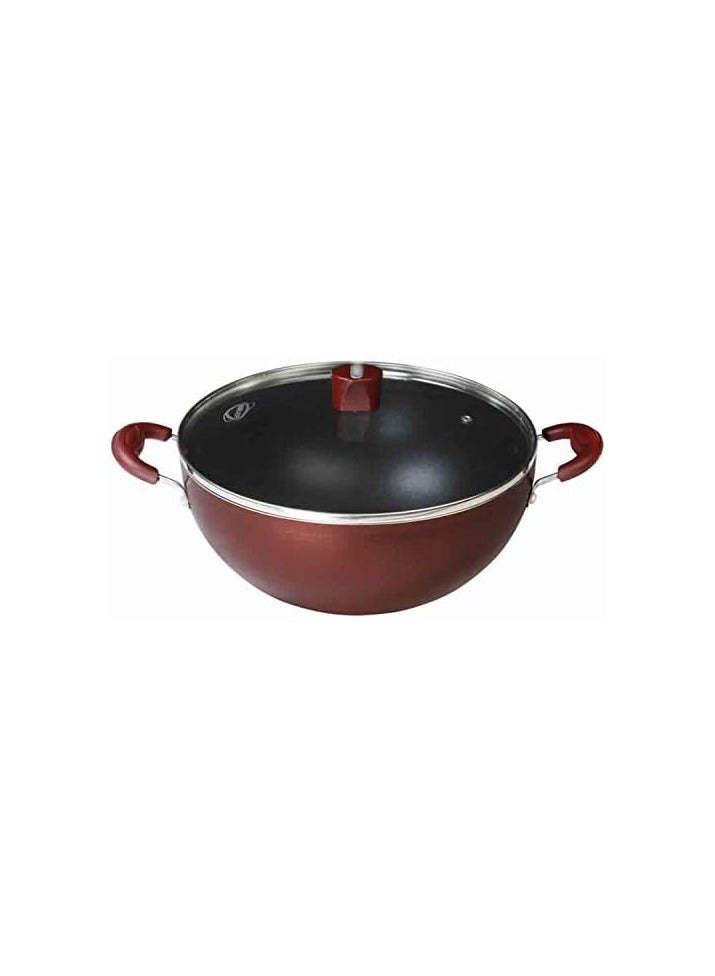 NIRLEP by Bajaj Electricals Select J Class 4.25 Ltr, 2.6 mm Aluminium Non Stick Induction Deep Kadhai with Lid (Maroon, 26 cm)