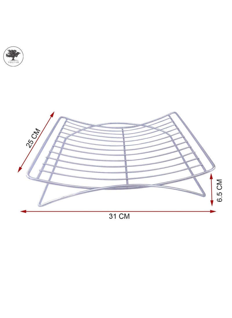 sulfar Stainless Steel Designer Fruit Basket (Silver) Pack of 1  - Image 2