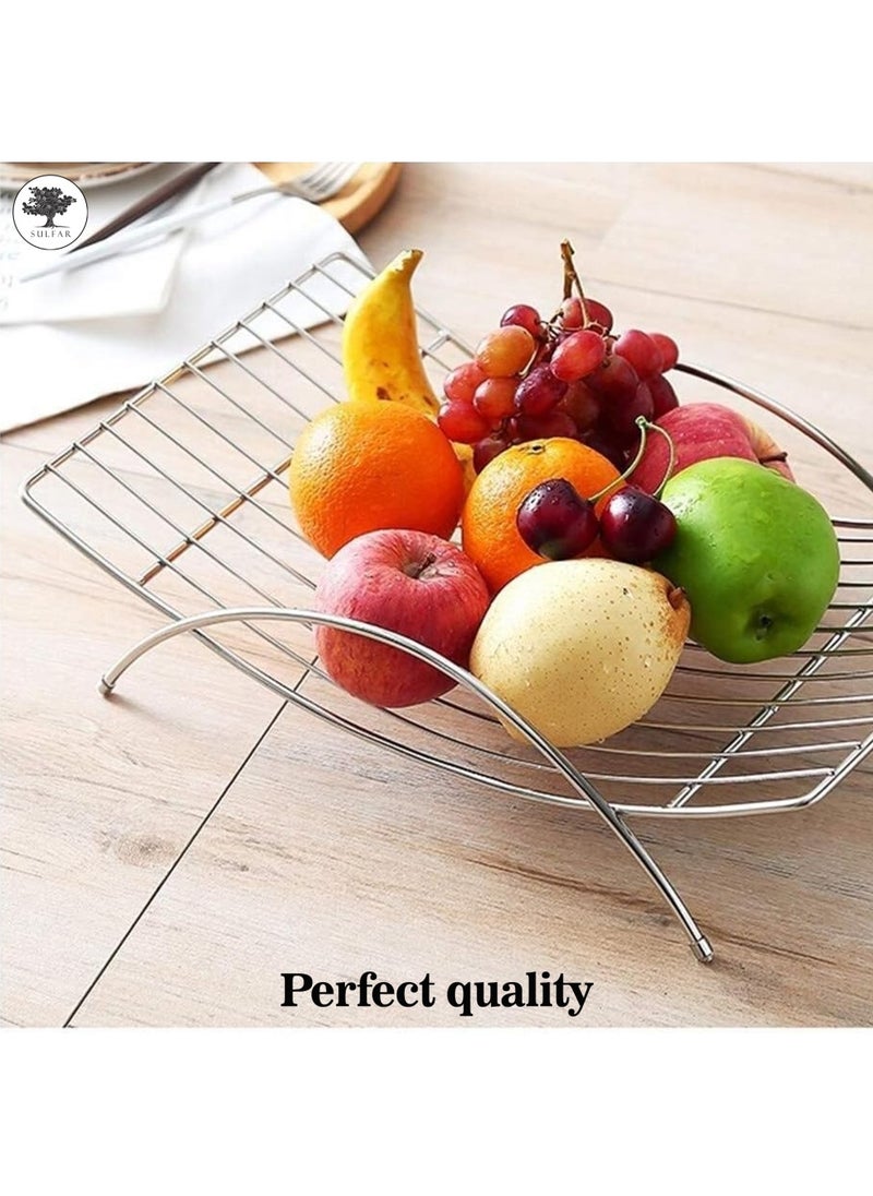 sulfar Stainless Steel Designer Fruit Basket (Silver) Pack of 1  - Image 4
