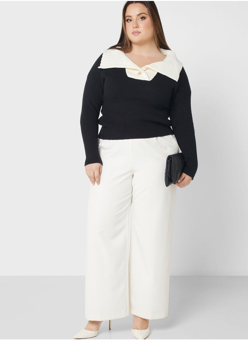 Ginger Plus - Pearl Detail Turtle Neck Sweater - Image 1
