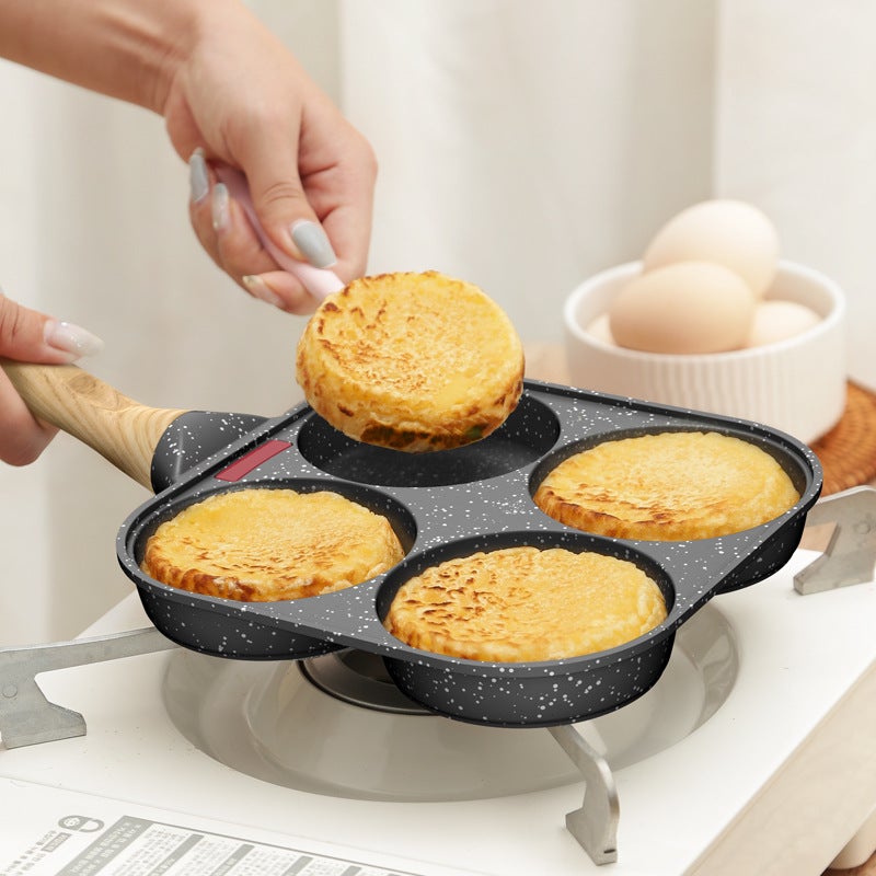 Household Maifan Stone Four-Hole Egg Frying Pan Kitchen Pan Non-Stick Pan Breakfast Egg Hamburg Small Frying Pan Steak Pan - Image 3
