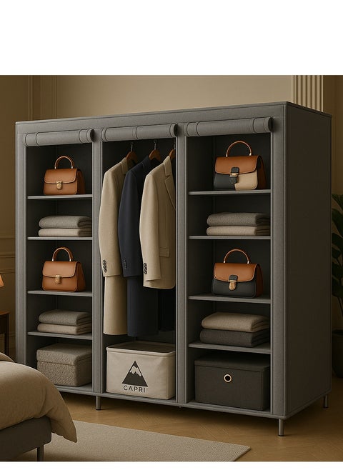 Fabric Wardrobe Organizer Grey 130x175x45 CM