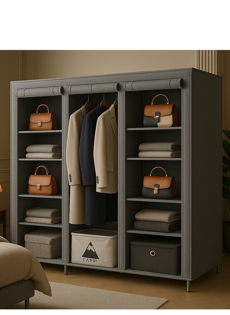 Fabric Wardrobe Organizer Grey 130x175x45 CM