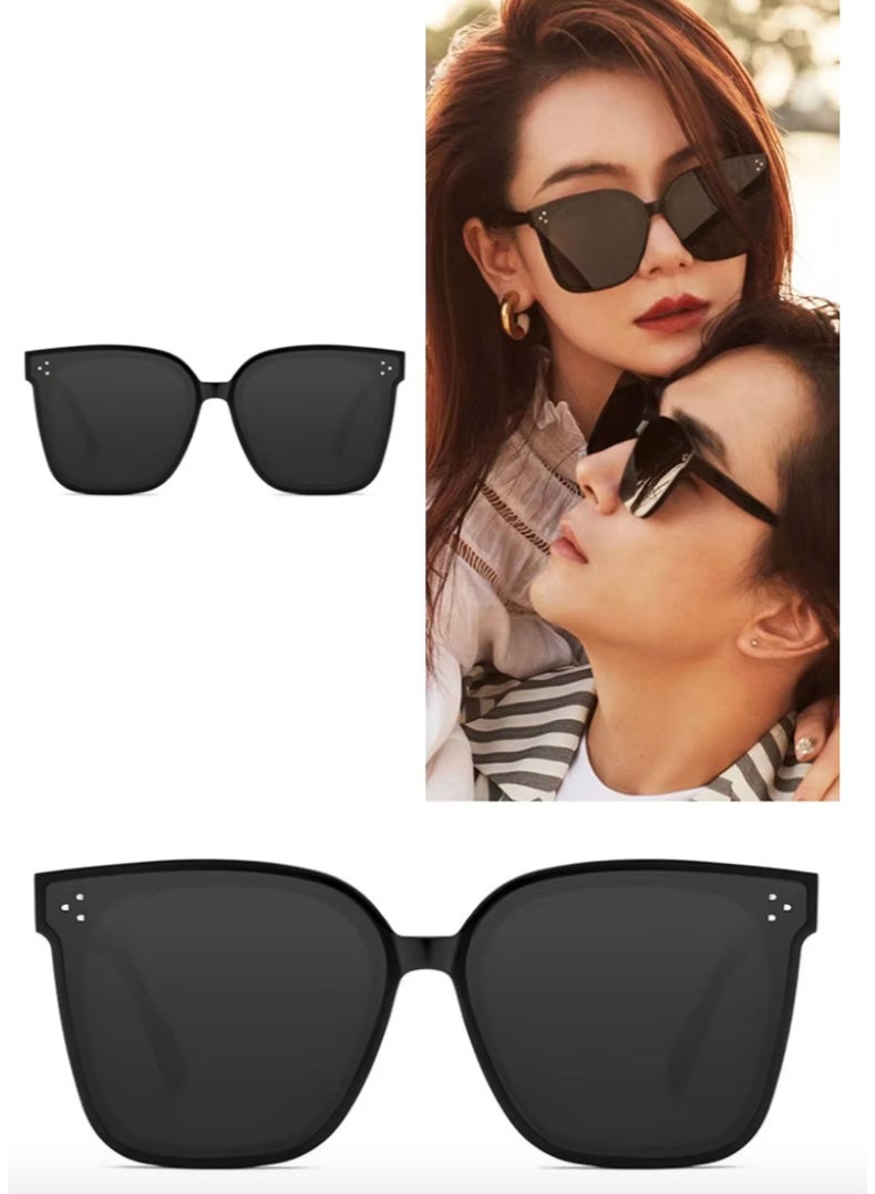 Booma Opticals Glossy Black Retro-A Anti UV Eyewear Fashion Sun Glasses. Oversized Vintage look for Men and Women. HD Polarized Sunglasses. Budget Second pair for Pool Beach Everyday use. Comes in for fun styles - Image 5