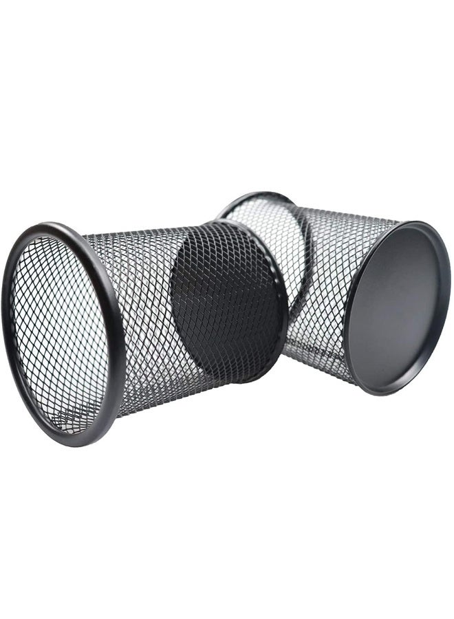 4 Pack Pen Holder Mesh Pencil Holder Metal Pen Holder Cup Pencil Cup Holder for Desk Office Pen Organizer Black - Image 2
