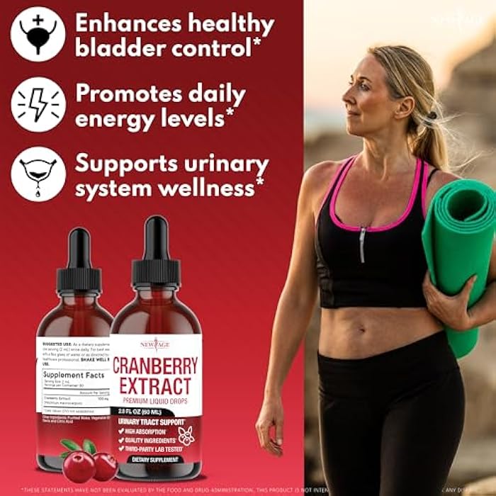 NEW AGE Cranberry Concentrate Liquid Drops – Cranberry Drops (Vaccinium macrocarpon) Extract – Urinary Tract & Bladder Support, Antioxidant Protection – Vegan, Alcohol-Free, Sugar-Free – 8 fl oz - Image 2
