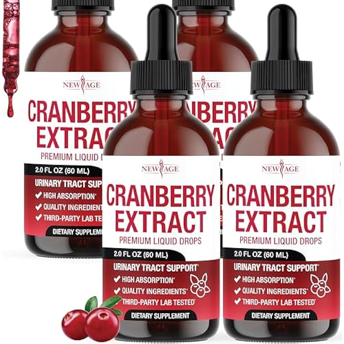 NEW AGE Cranberry Concentrate Liquid Drops – Cranberry Drops (Vaccinium macrocarpon) Extract – Urinary Tract & Bladder Support, Antioxidant Protection – Vegan, Alcohol-Free, Sugar-Free – 8 fl oz - Image 1