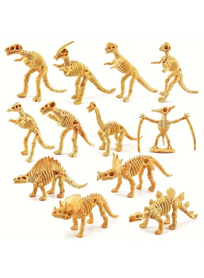 12 Pcs Dinosaur Skeleton Toys Set Jurassic Tyrannosaurus Brachiosaurus Triceratops - Image 1