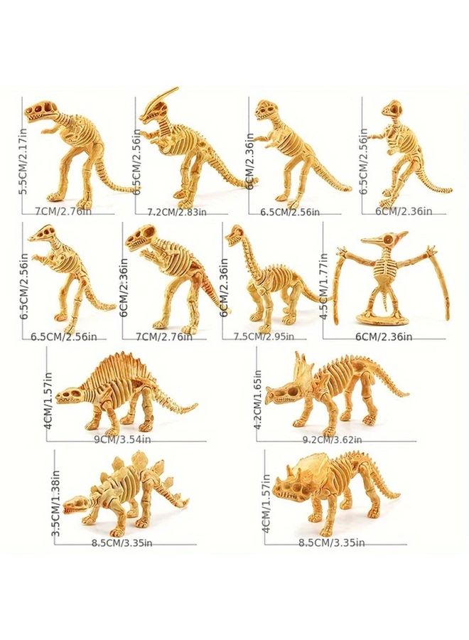 12 Pcs Dinosaur Skeleton Toys Set Jurassic Tyrannosaurus Brachiosaurus Triceratops - Image 3