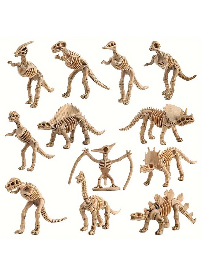 12 Pcs Dinosaur Skeleton Toys Set Jurassic Tyrannosaurus Brachiosaurus Triceratops - Image 5