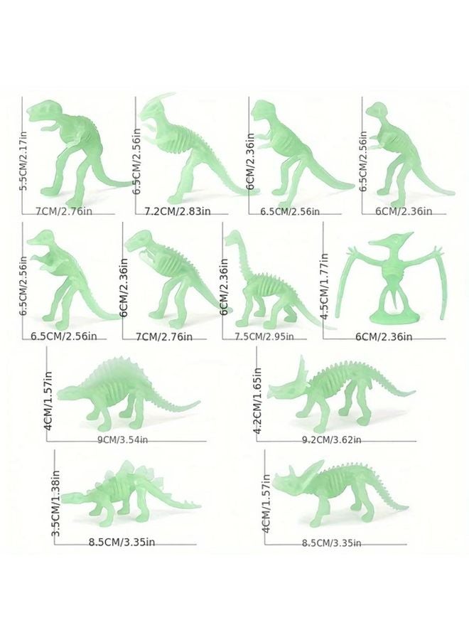 12 Pcs Dinosaur Skeleton Toys Set Jurassic Tyrannosaurus Brachiosaurus Triceratops - Image 4