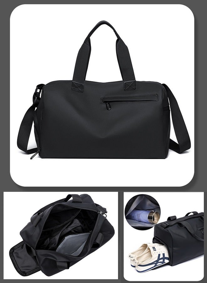 Large Black Sports Duffle Bag for Gym & Travel, Stay Organized with Shoe Compartment & Waterproof Wet Pocket, for Men and Women - Image 3