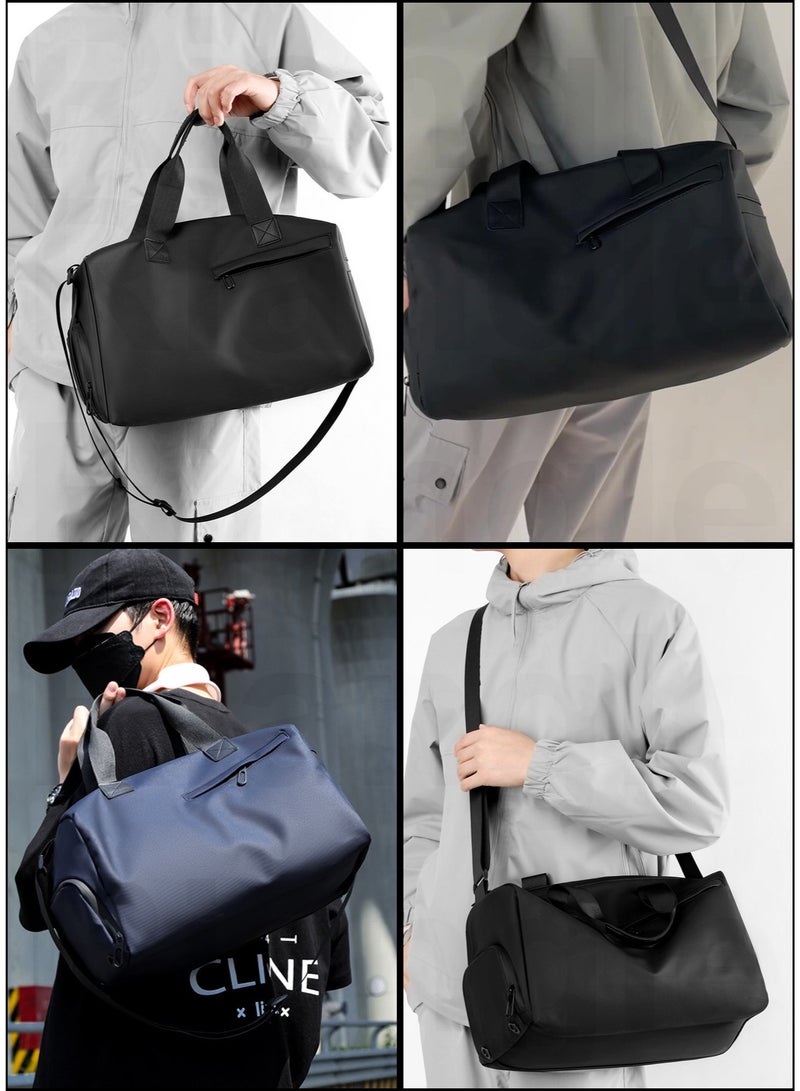 Large Black Sports Duffle Bag for Gym & Travel, Stay Organized with Shoe Compartment & Waterproof Wet Pocket, for Men and Women - Image 2