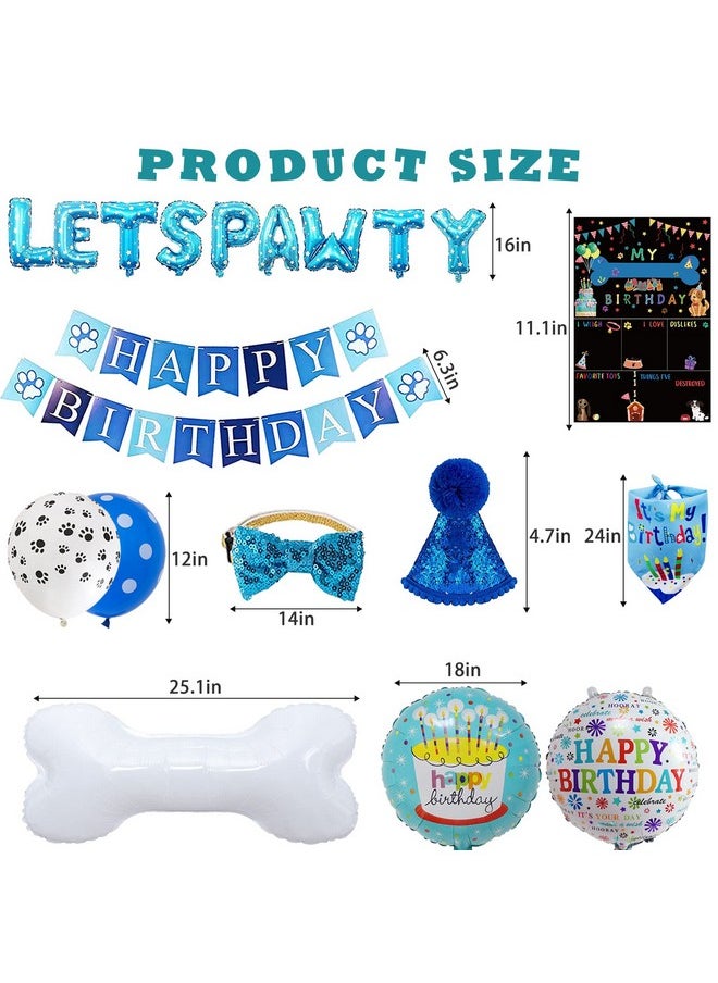 Bluegogo Dog Birthday Party Supplies Dog Birthday Party Decorations Boy with Dog Party Hat Lets Pawty Balloons Banner Dog Bandana Bowtie Cake Topper for Lets Pawty Birthday Decorations  - Image 3