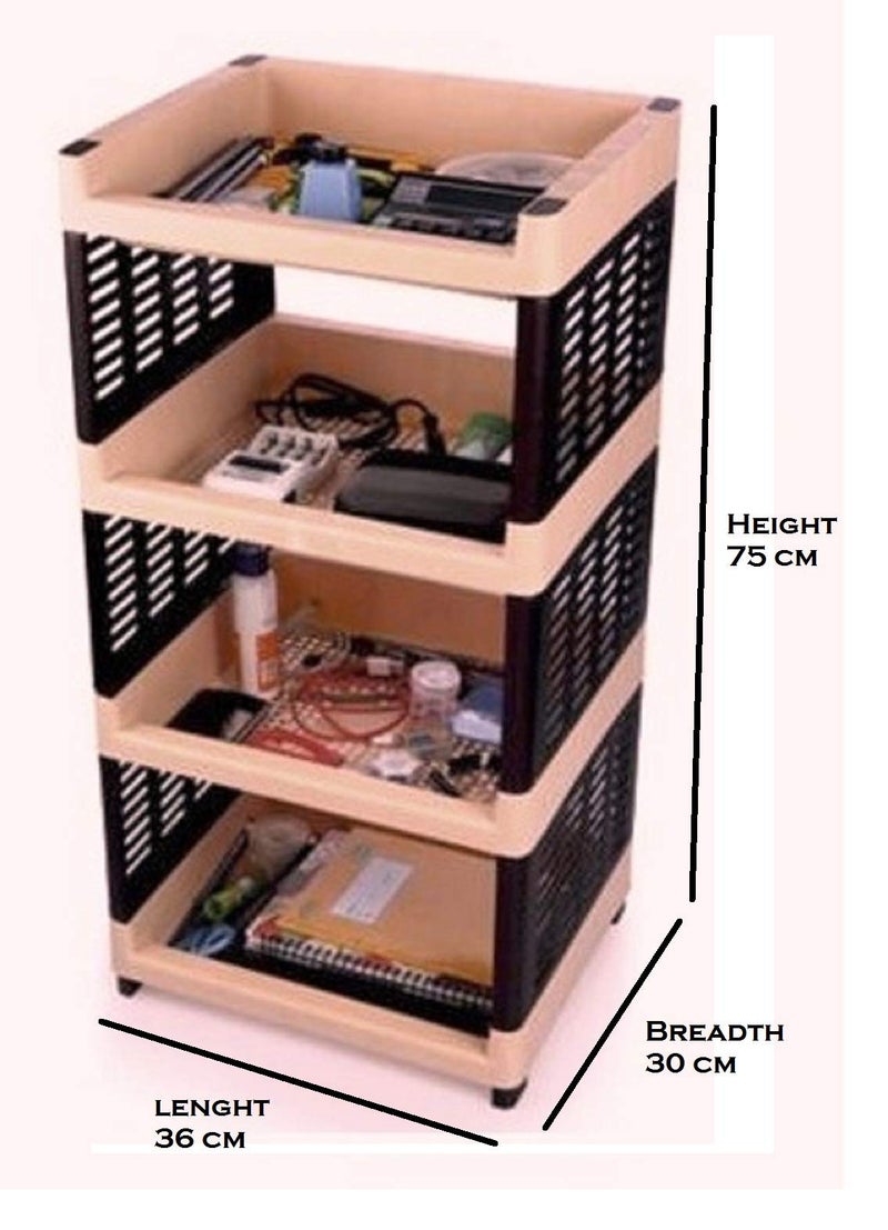 aaKaR - Viva 4 Compartments Plastic Rack for Office, Kitchen and General Use Plastic Wall Shelf (Number of Shelves - 4, Multicolor) - Image 3