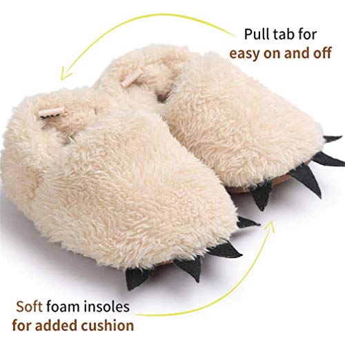 CoKate Baby Boys Girls Soft Plush Slippers Animal Boots Toddler Infant Crib Shoes Winter House Shoes Khaki - Image 4