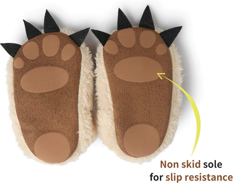 CoKate Baby Boys Girls Soft Plush Slippers Animal Boots Toddler Infant Crib Shoes Winter House Shoes Khaki - Image 5