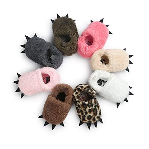 CoKate Baby Boys Girls Soft Plush Slippers Animal Boots Toddler Infant Crib Shoes Winter House Shoes Khaki - Image 1
