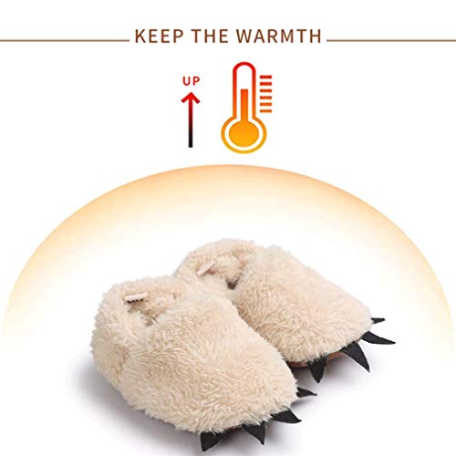 CoKate Baby Boys Girls Soft Plush Slippers Animal Boots Toddler Infant Crib Shoes Winter House Shoes Khaki - Image 2