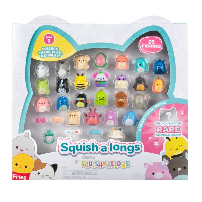 Squish-a-longs 25 Pack - Series 1 - (25) 1â€ Mini-Squish with 5 Accessories, Ring, and Collectorâ€™s Guide - Collect, Trade, & Play - Image 1