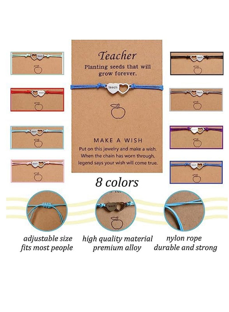 Generic Teacher Blessing Card Bracelets Adjustable Teaching Wish Gifts for Thank You Appreciation Graduation Birthday Day Gift  - Image 2