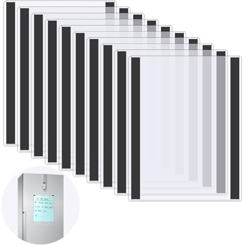 Nufiwra 10 Pcs 8.5'' x 11'' Rigid Magnetic Sign Holders - Clear Plastic Document Frames with Magnet Borders for Letter Size Posters - Perfect for Home, Office, and Store Displays - Image 1