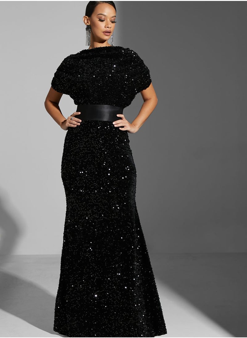 Namshi x Zena Louay Sequinned Gown  - Image 1