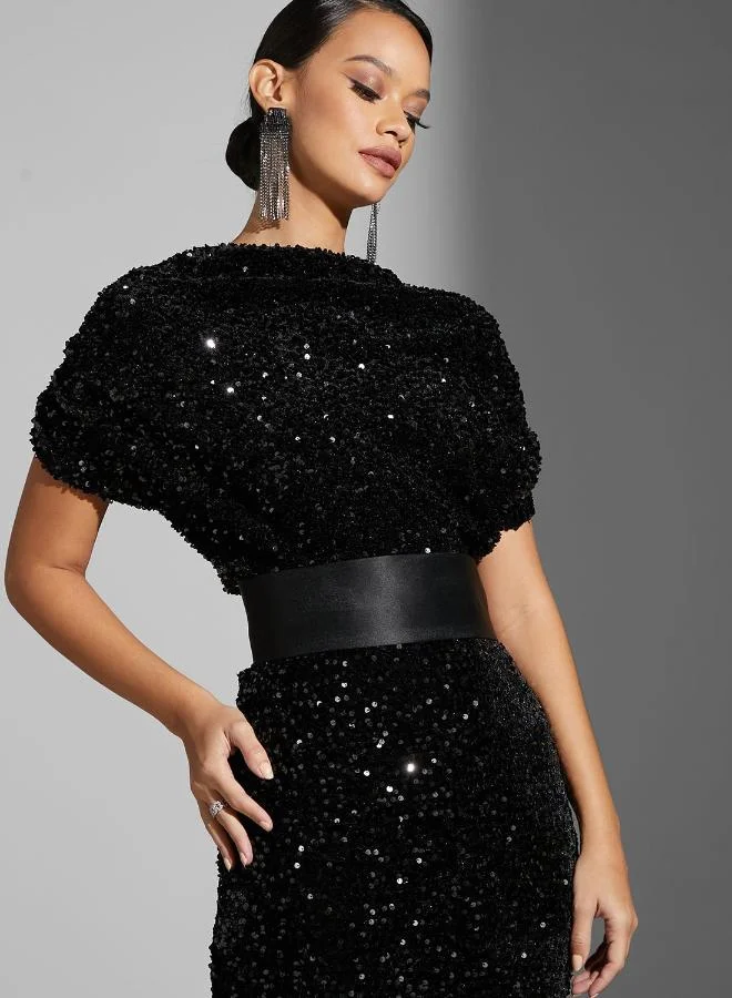 Namshi X  Zena Louay Sequinned Gown for Women | Best Price UAE
