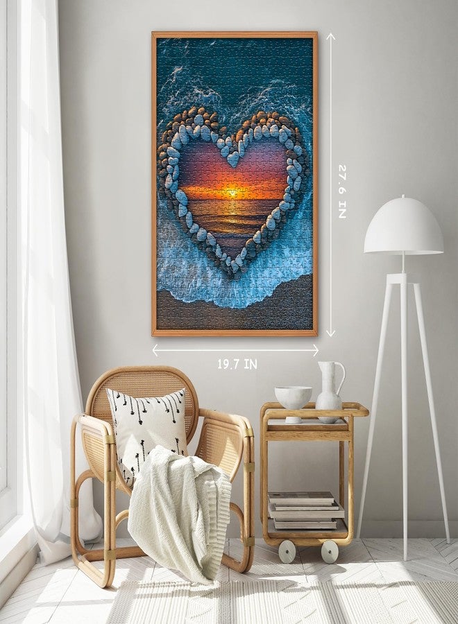 PICKFORU Beach Sunset Puzzles for Adults 1000 Piece, Ocean Heart Colorful Sunset Jigsaw Puzzle Scenic Scenery, Summer Marine Love Themed - Image 3