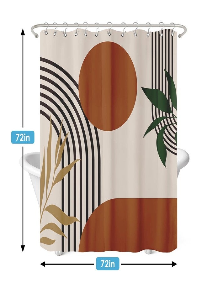 Nesphy Shower Curtain and Liner Set, Boho Mid Century Abstract Geometric Modern Shower Curtain and Liner with Double-Sided Stainless Steel Hooks, 3-in-1 Waterproof Fabric for Bathroom, 72x72 Inch - Image 4
