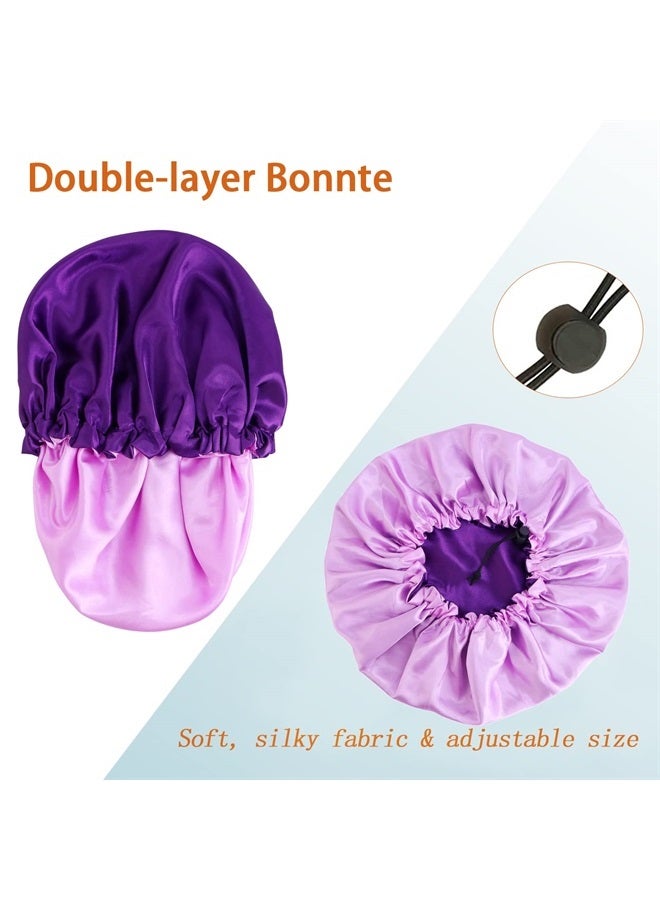 Edoneery Satin Bonnet Silk Bonnet For Curly Hair Bonnet Braid Bonnet For Sleeping Bonnets For Women Large Double-layer Adjustable - Image 4