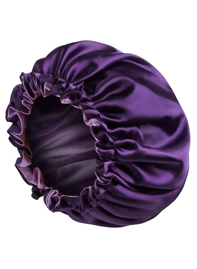 Edoneery Satin Bonnet Silk Bonnet For Curly Hair Bonnet Braid Bonnet For Sleeping Bonnets For Women Large Double-layer Adjustable - Image 1