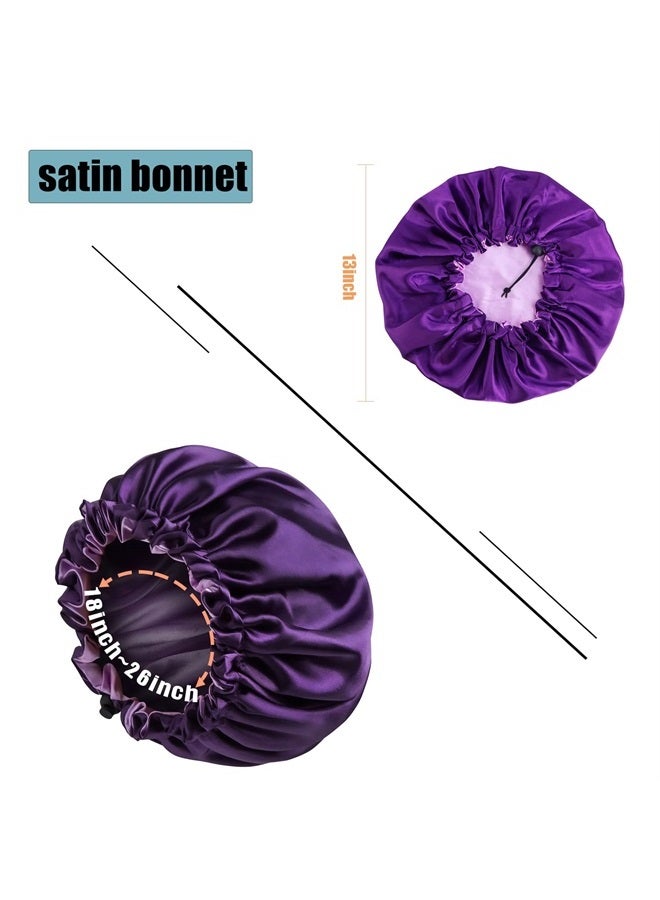 Edoneery Satin Bonnet Silk Bonnet For Curly Hair Bonnet Braid Bonnet For Sleeping Bonnets For Women Large Double-layer Adjustable - Image 3