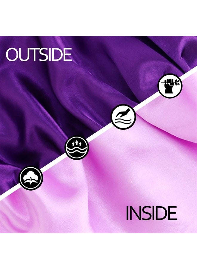 Edoneery Satin Bonnet Silk Bonnet For Curly Hair Bonnet Braid Bonnet For Sleeping Bonnets For Women Large Double-layer Adjustable - Image 5