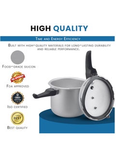 Kitchen King Explosion Proof Aluminum Pressure Cooker with Long Handle Steaming Plate Black/Silver  - Image 3