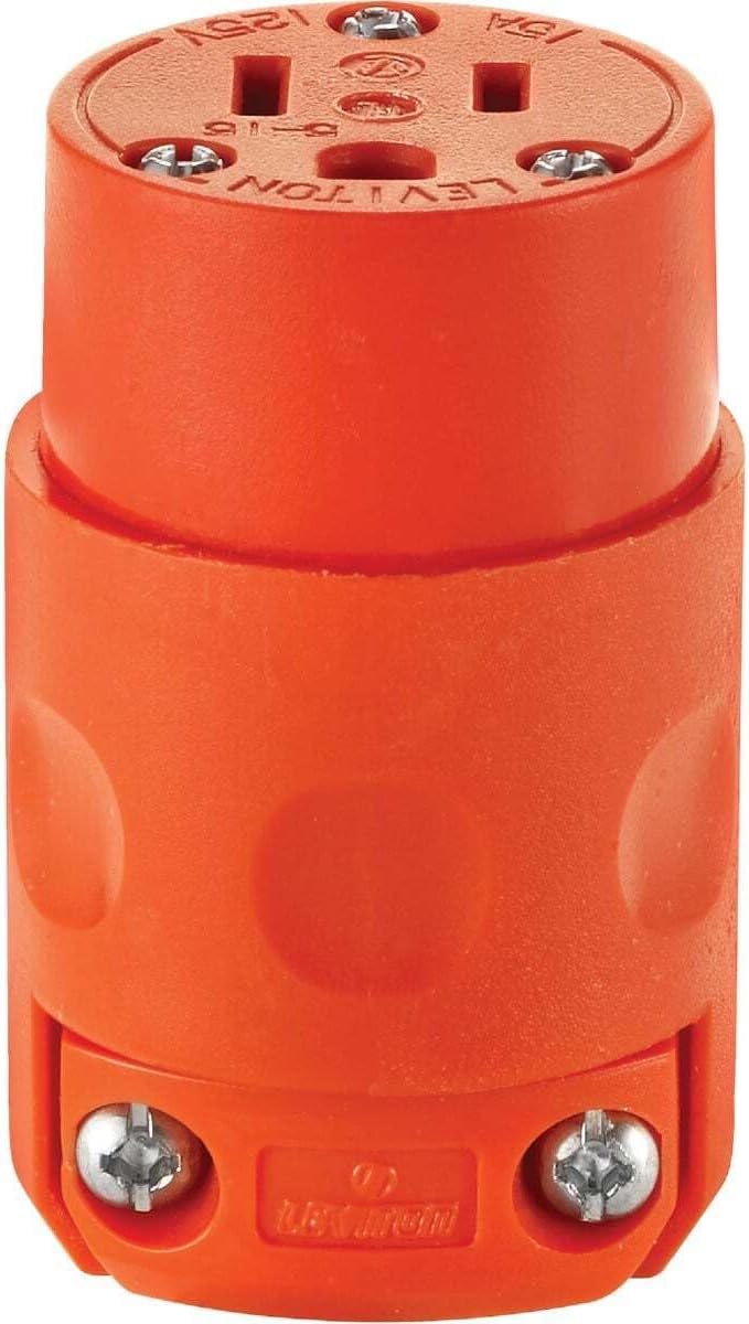 Leviton 15A Orange Ground Connector - Durable PVC Plug for Tools and Appliances - Image 4