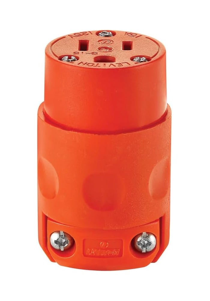 Leviton 15A Orange Ground Connector - Durable PVC Plug for Tools and Appliances - Image 2
