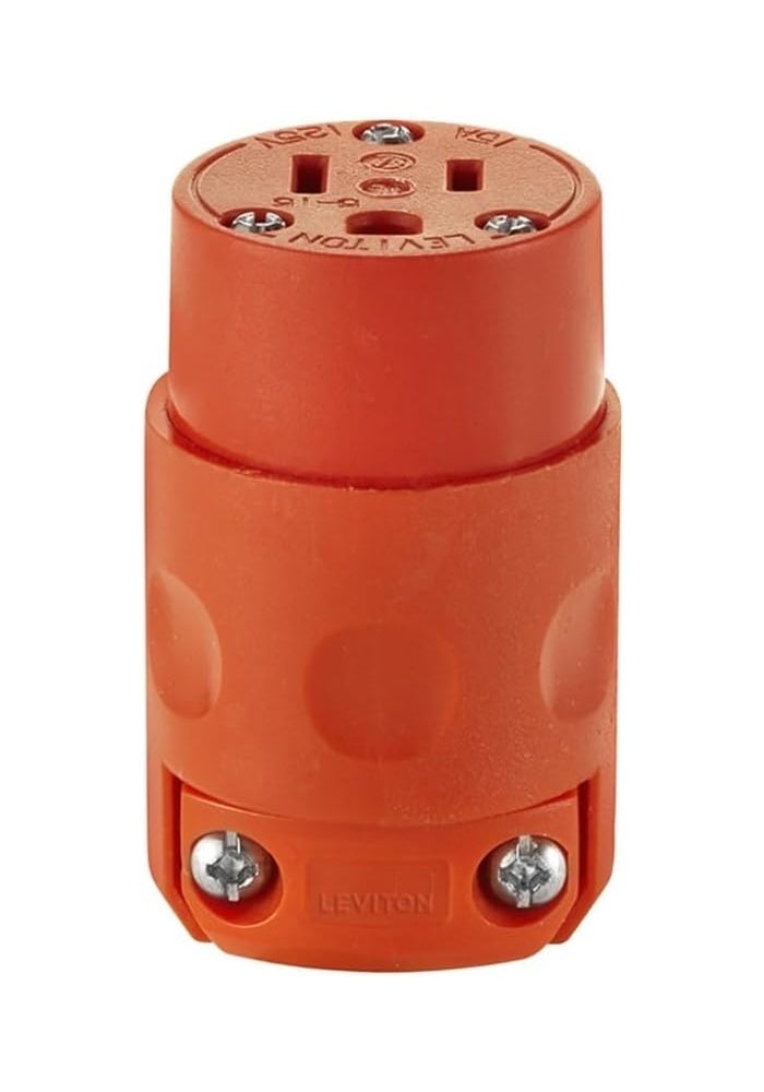 Leviton 15A Orange Ground Connector - Durable PVC Plug for Tools and Appliances - Image 1